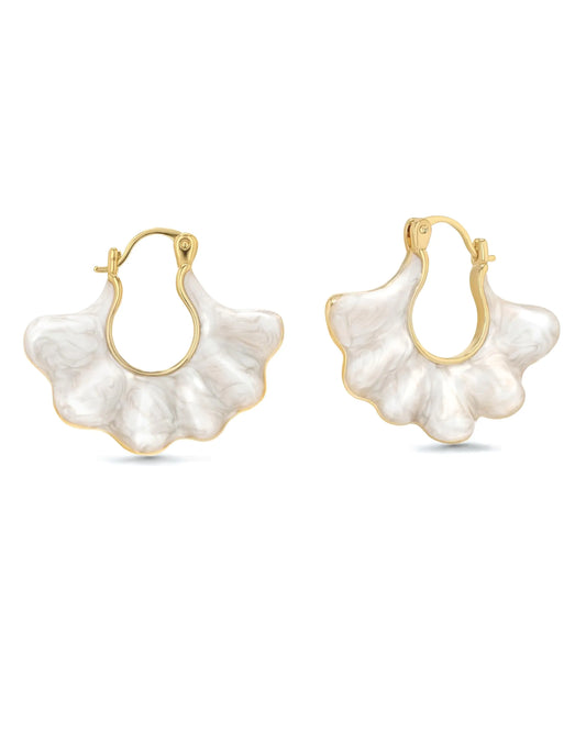 Gold Statement Earrings Pearl Earrings Fan Shape